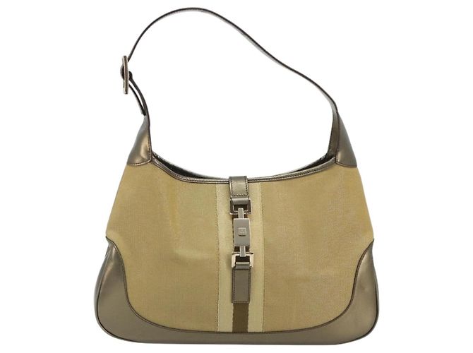 Borsa GUCCI GG Canvas Jackie Sherry Line Gold 001 3306 Auth 192254V D'oro - vista 2