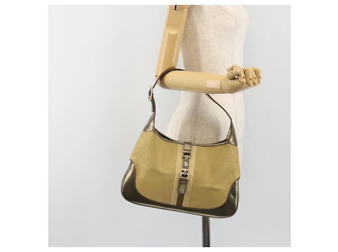 Borsa GUCCI GG Canvas Jackie Sherry Line Gold 001 3306 Auth 192254V D'oro - vista 23