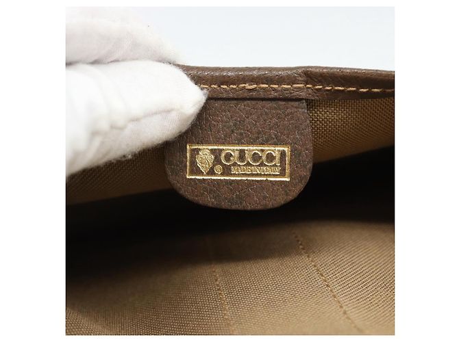Pochete GUCCI GG Supreme Web Sherry Line PVC Bege Ouro 014 14 5205 Auth 193085A Dourado - vista 15