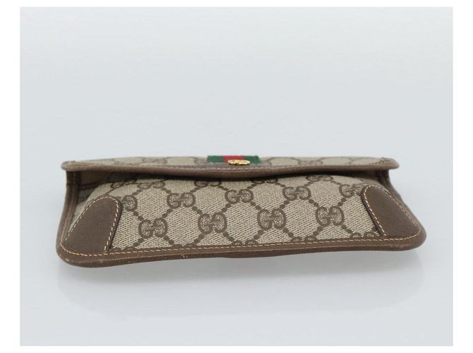 Pochete GUCCI GG Supreme Web Sherry Line PVC Bege Ouro 014 14 5205 Auth 193085A Dourado - vista 7