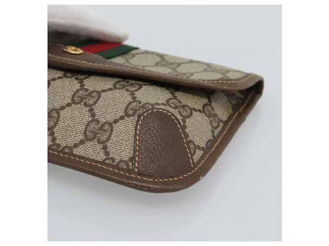 Pochete GUCCI GG Supreme Web Sherry Line PVC Bege Ouro 014 14 5205 Auth 193085A Dourado - vista 8
