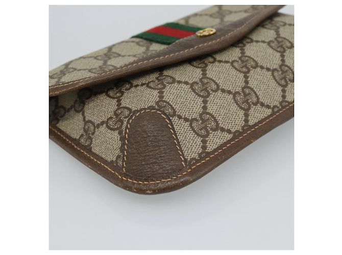 Pochete GUCCI GG Supreme Web Sherry Line PVC Bege Ouro 014 14 5205 Auth 193085A Dourado - vista 9