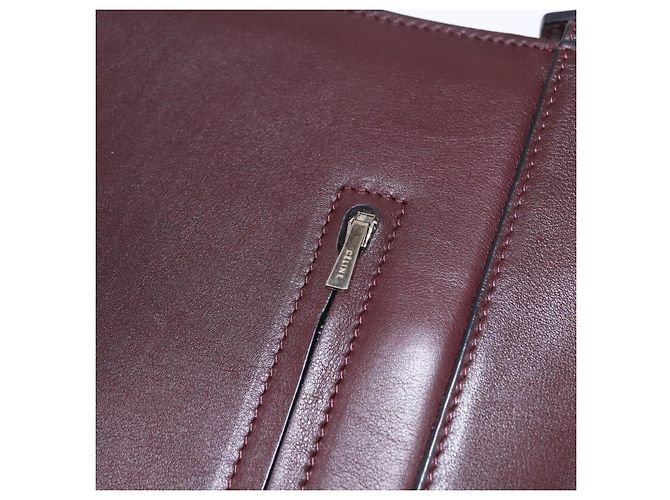 Céline Borsa a Spalla CELINE in Pelle Bordeaux Argento Auth 192760A Bordò - vista 25