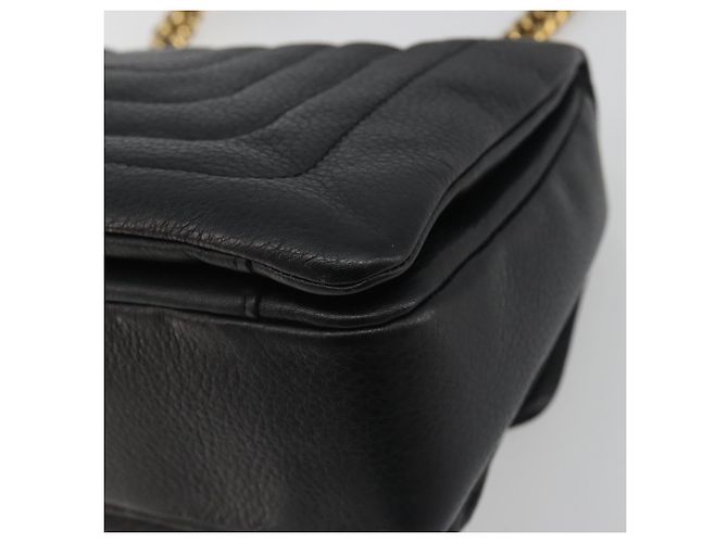 Bolso de Hombro con Cadena BALLY de Cuero Negro y Oro Auth 192659A Dorado - vista 12