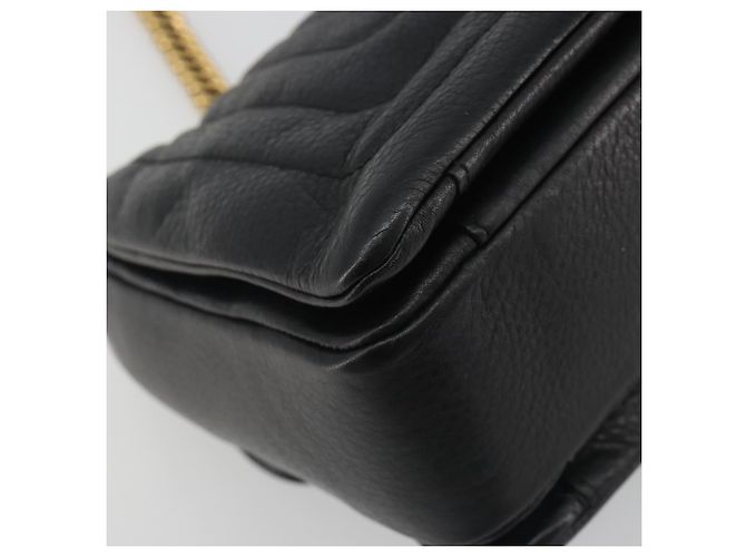 Bolso de Hombro con Cadena BALLY de Cuero Negro y Oro Auth 192659A Dorado - vista 13
