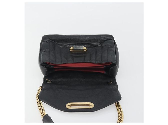 Bolso de Hombro con Cadena BALLY de Cuero Negro y Oro Auth 192659A Dorado - vista 15