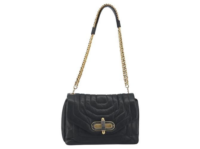 Bolso de Hombro con Cadena BALLY de Cuero Negro y Oro Auth 192659A Dorado - vista 2