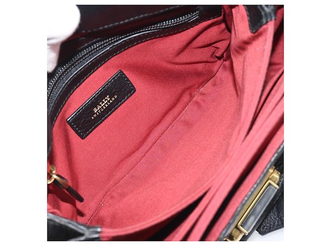 Bolso de Hombro con Cadena BALLY de Cuero Negro y Oro Auth 192659A Dorado - vista 20