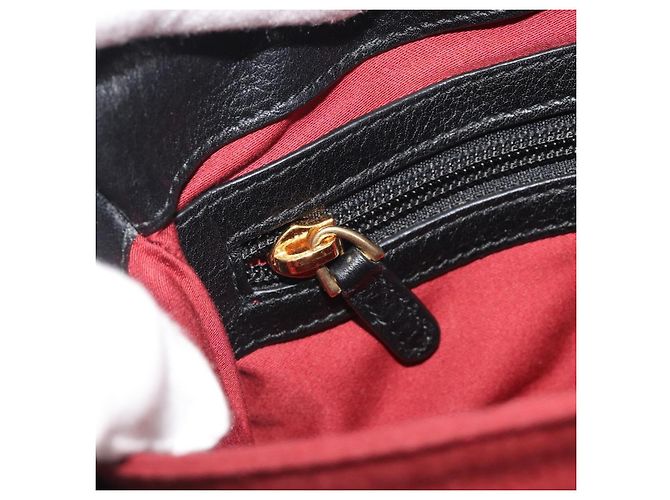 Bolso de Hombro con Cadena BALLY de Cuero Negro y Oro Auth 192659A Dorado - vista 21