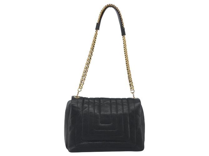 Bolso de Hombro con Cadena BALLY de Cuero Negro y Oro Auth 192659A Dorado - vista 3