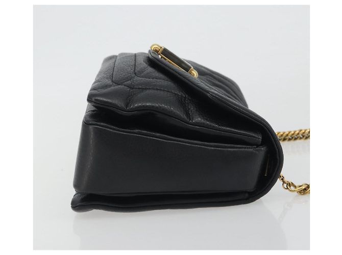 Bolso de Hombro con Cadena BALLY de Cuero Negro y Oro Auth 192659A Dorado - vista 4