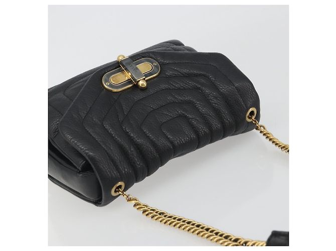 Bolso de Hombro con Cadena BALLY de Cuero Negro y Oro Auth 192659A Dorado - vista 6