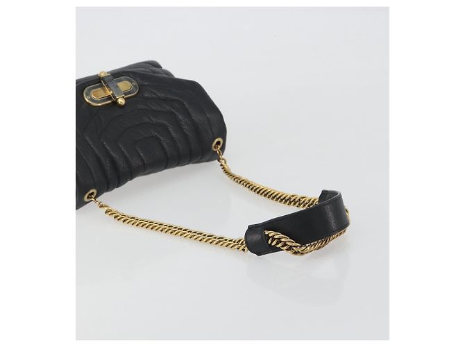 Bolso de Hombro con Cadena BALLY de Cuero Negro y Oro Auth 192659A Dorado - vista 7