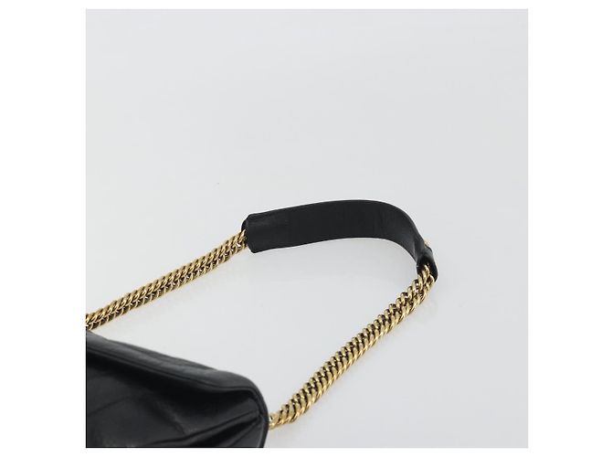 Bolso de Hombro con Cadena BALLY de Cuero Negro y Oro Auth 192659A Dorado - vista 8