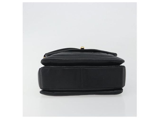 Bolso de Hombro con Cadena BALLY de Cuero Negro y Oro Auth 192659A Dorado - vista 9
