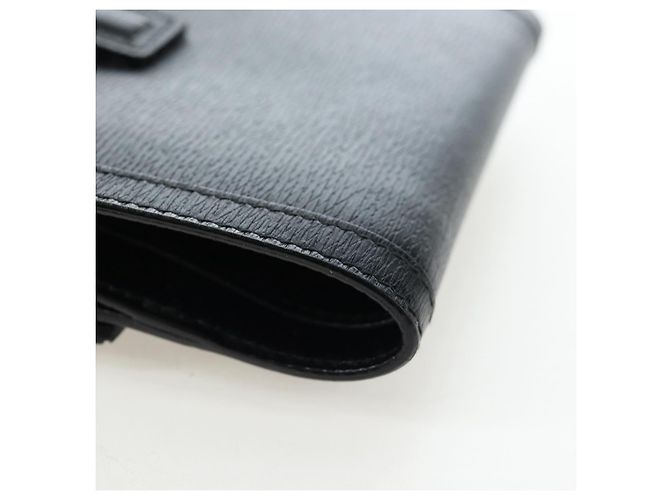 Cartera tríptico GUCCI G de cuero negro Auth am12210V - vista 10