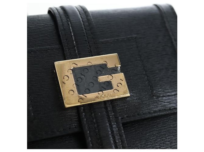 Cartera tríptico GUCCI G de cuero negro Auth am12210V - vista 12