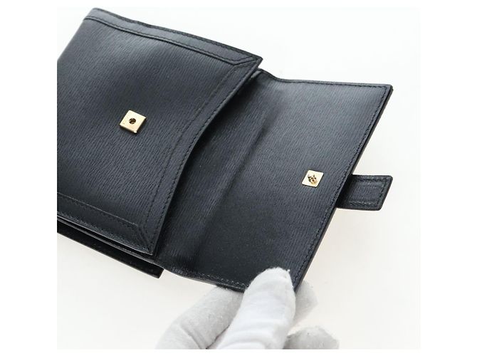 Cartera tríptico GUCCI G de cuero negro Auth am12210V - vista 13