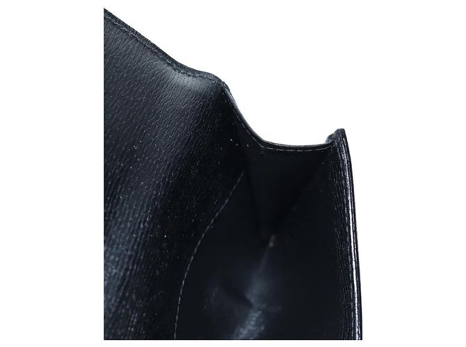 Cartera tríptico GUCCI G de cuero negro Auth am12210V - vista 15