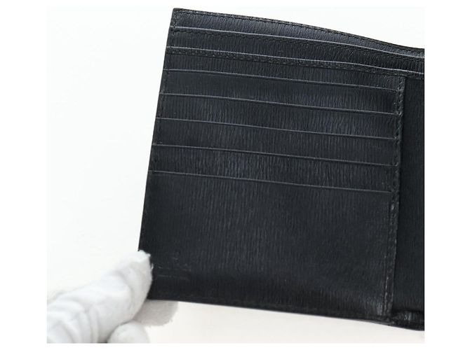 Cartera tríptico GUCCI G de cuero negro Auth am12210V - vista 18