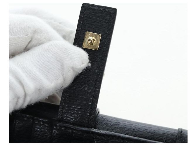 Cartera tríptico GUCCI G de cuero negro Auth am12210V - vista 20