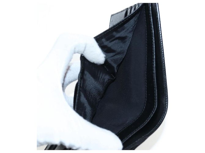 Cartera tríptico GUCCI G de cuero negro Auth am12210V - vista 22