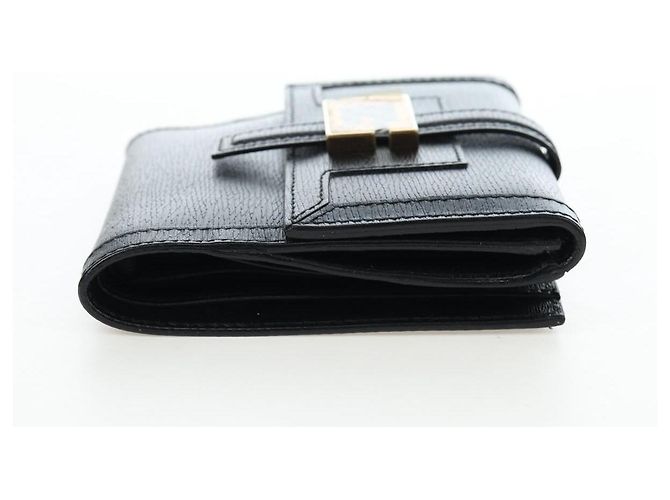 Cartera tríptico GUCCI G de cuero negro Auth am12210V - vista 5