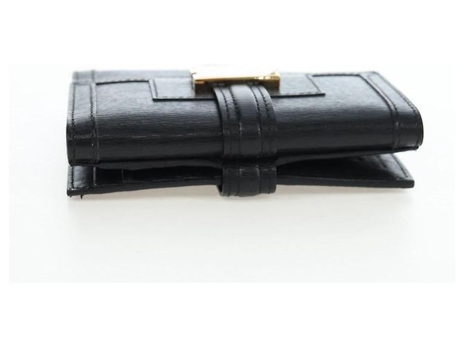 Cartera tríptico GUCCI G de cuero negro Auth am12210V - vista 6