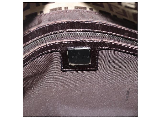 Borsa FENDI Zucchino Canvas Mamma Baguette Beige Silver 8BR004 Auth ep15424V Argento - vista 15