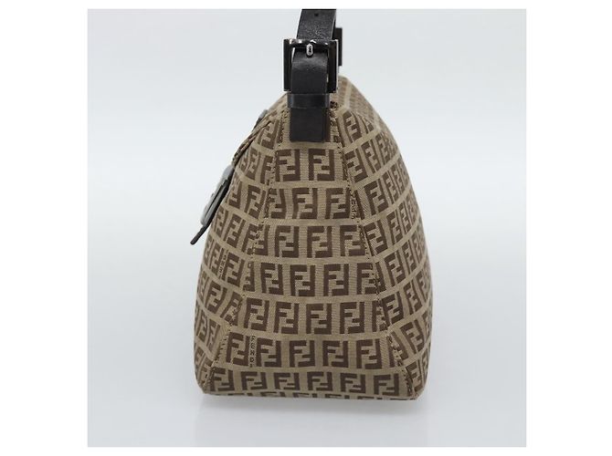 Borsa FENDI Zucchino Canvas Mamma Baguette Beige Silver 8BR004 Auth ep15424V Argento - vista 5