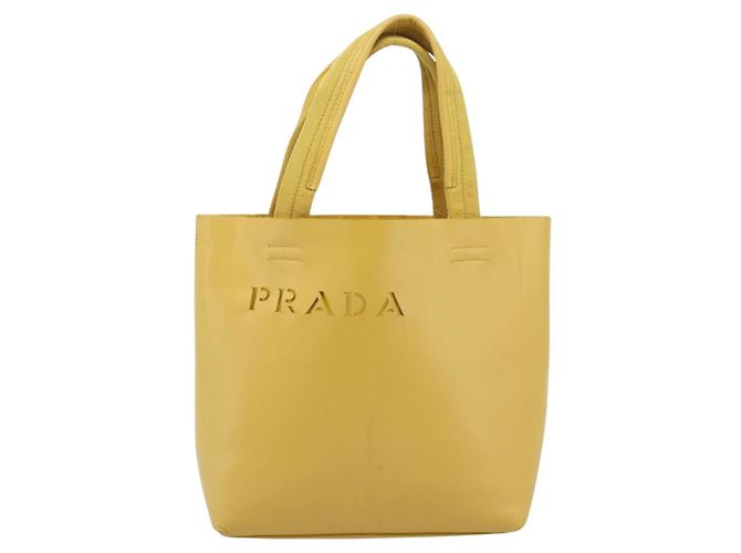 Borsa a mano PRADA in pelle gialla Auth BA14118 Giallo - vista 13