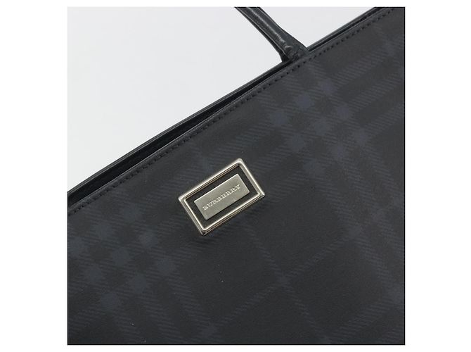 Borsa a mano BURBERRY Nova Check in PVC e pelle blu navy argento ep15470 - vista 14