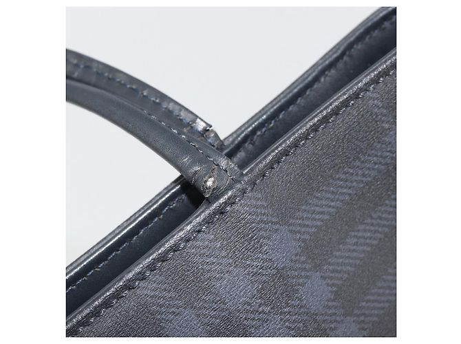 Borsa a mano BURBERRY Nova Check in PVC e pelle blu navy argento ep15470 - vista 15
