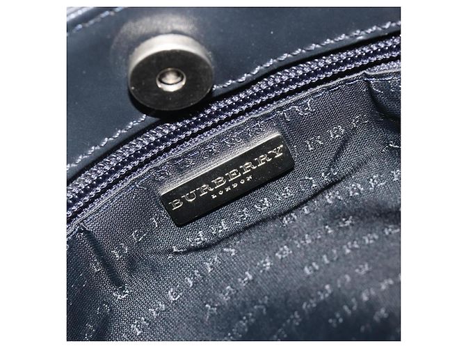 Borsa a mano BURBERRY Nova Check in PVC e pelle blu navy argento ep15470 - vista 17