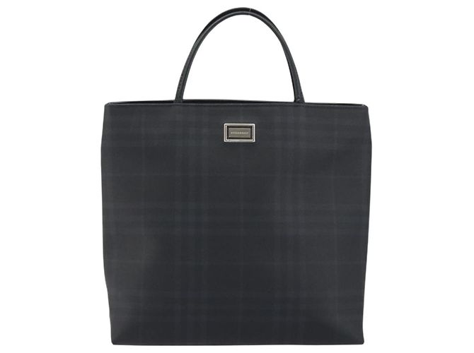 Borsa a mano BURBERRY Nova Check in PVC e pelle blu navy argento ep15470 - vista 2