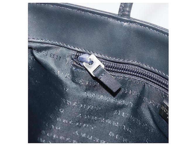 Borsa a mano BURBERRY Nova Check in PVC e pelle blu navy argento ep15470 - vista 21