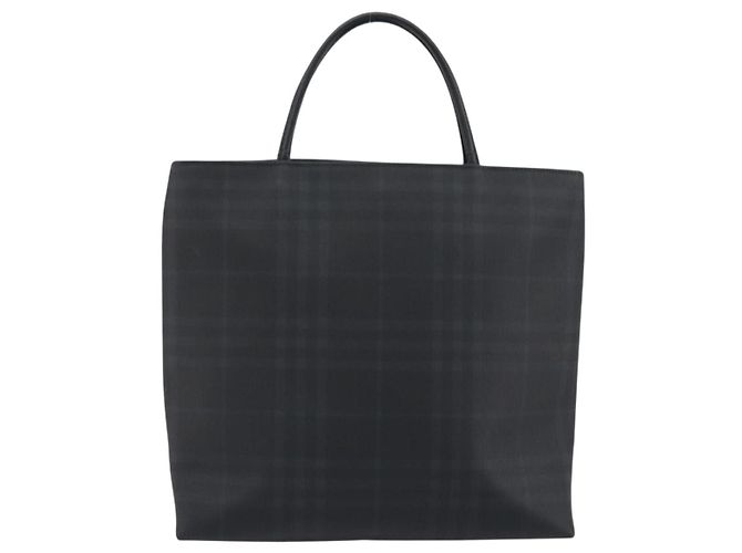Borsa a mano BURBERRY Nova Check in PVC e pelle blu navy argento ep15470 - vista 3