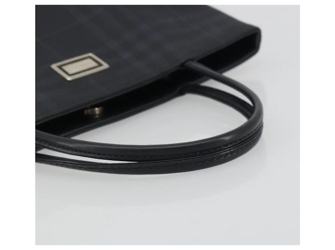 Borsa a mano BURBERRY Nova Check in PVC e pelle blu navy argento ep15470 - vista 7