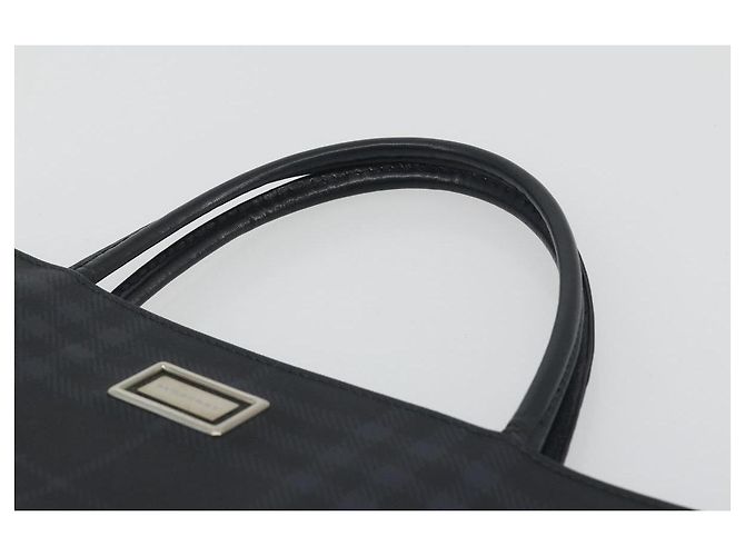 Borsa a mano BURBERRY Nova Check in PVC e pelle blu navy argento ep15470 - vista 8