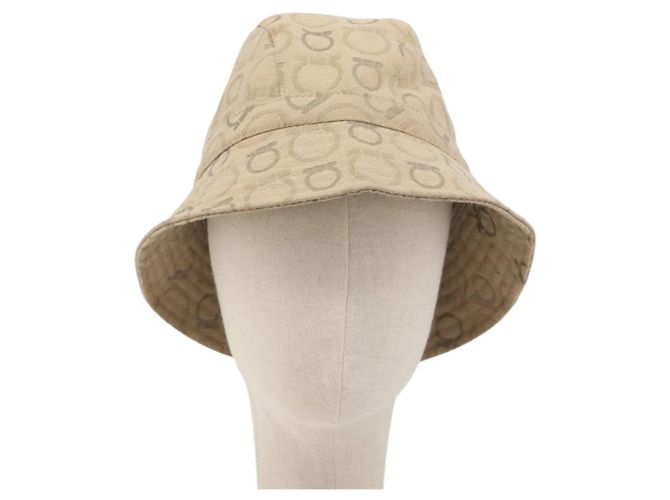 Salvatore Ferragamo Gancini Bucket Hat Canvas Beige Auth 193308A - Ansicht 2