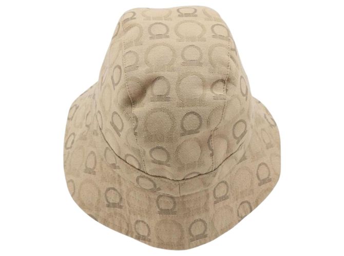Salvatore Ferragamo Gancini Bucket Hat Canvas Beige Auth 193308A - Ansicht 3