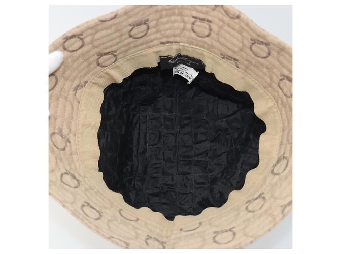 Salvatore Ferragamo Gancini Bucket Hat Canvas Beige Auth 193308A - Ansicht 7