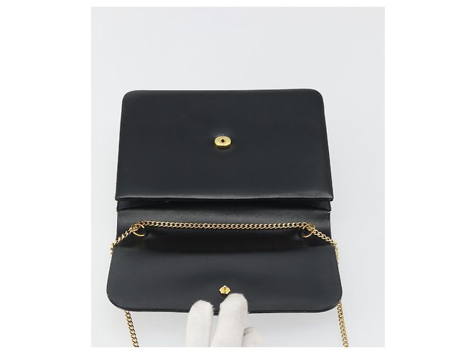 Borsa a tracolla con catena Christian Dior in pelle nera e finiture dorate Auth ep15162 Nero - vista 15
