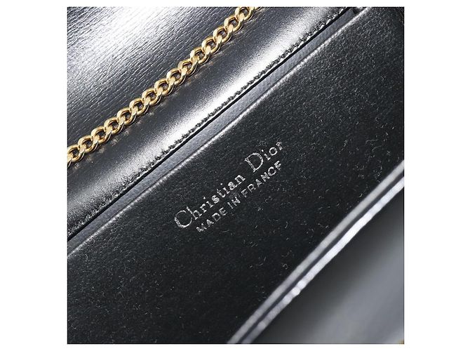 Borsa a tracolla con catena Christian Dior in pelle nera e finiture dorate Auth ep15162 Nero - vista 16