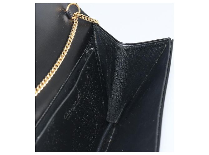 Borsa a tracolla con catena Christian Dior in pelle nera e finiture dorate Auth ep15162 Nero - vista 18