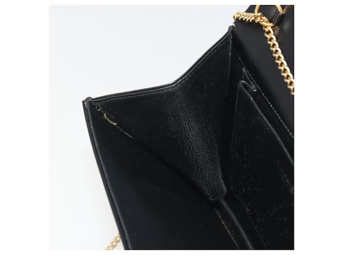 Borsa a tracolla con catena Christian Dior in pelle nera e finiture dorate Auth ep15162 Nero - vista 19