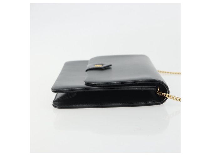 Borsa a tracolla con catena Christian Dior in pelle nera e finiture dorate Auth ep15162 Nero - vista 4