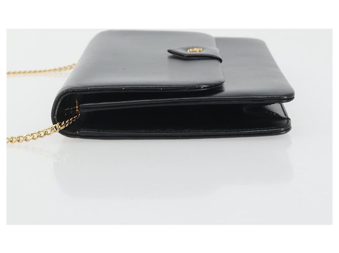 Borsa a tracolla con catena Christian Dior in pelle nera e finiture dorate Auth ep15162 Nero - vista 5