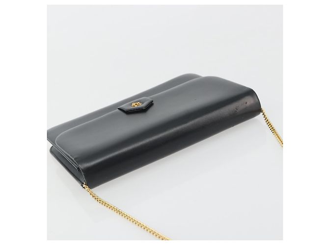 Borsa a tracolla con catena Christian Dior in pelle nera e finiture dorate Auth ep15162 Nero - vista 6
