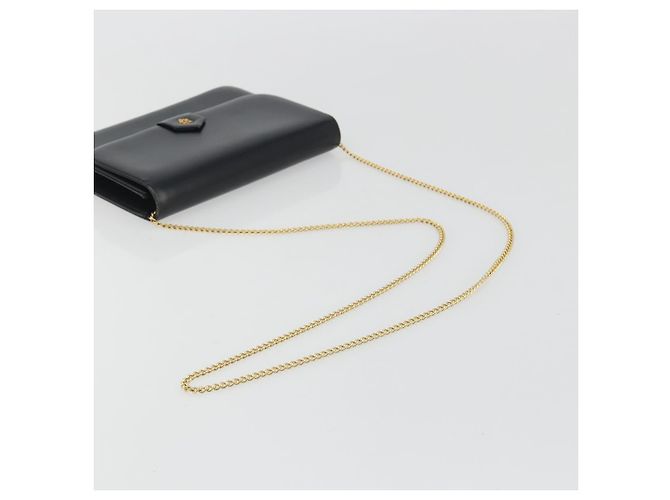 Borsa a tracolla con catena Christian Dior in pelle nera e finiture dorate Auth ep15162 Nero - vista 7